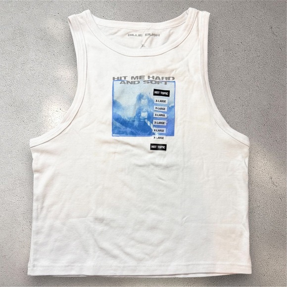 Billie Eilish Tops - Billie Eilish Hit Me Hard and Soft White Graphic Crop Tank Top Hot Topic XL